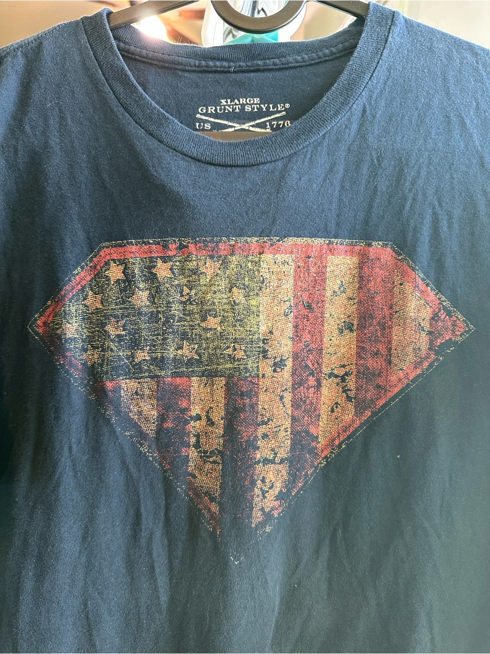 Grunt Style Navy American Flag USA 🇺🇸 Superman Shield Shirt - Picture 2 of 6